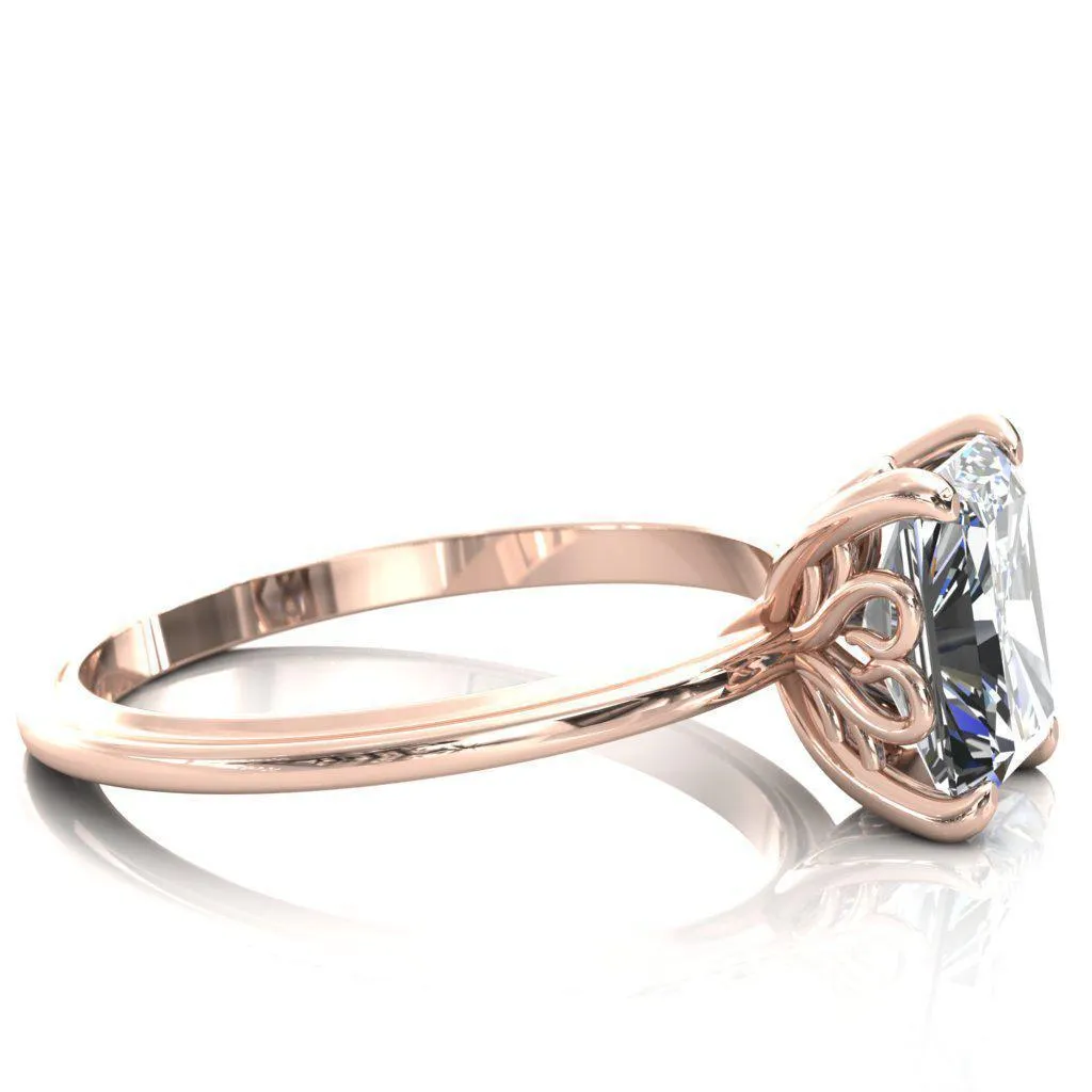 Murmur Radiant Center Stone Swan   Flower Engagement Ring