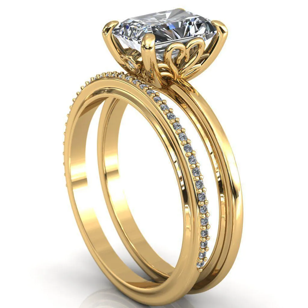 Murmur Radiant Center Stone Swan   Flower Engagement Ring