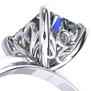Murmur Radiant Center Stone Swan   Flower Engagement Ring