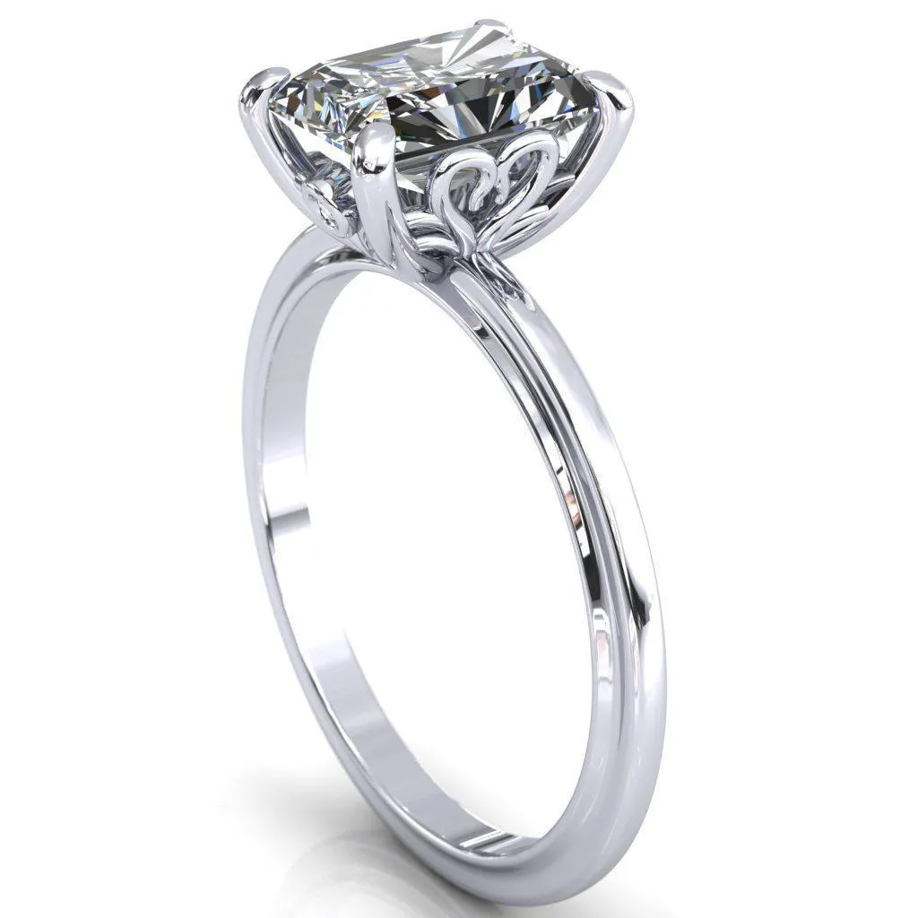 Murmur Radiant Center Stone Swan   Flower Engagement Ring