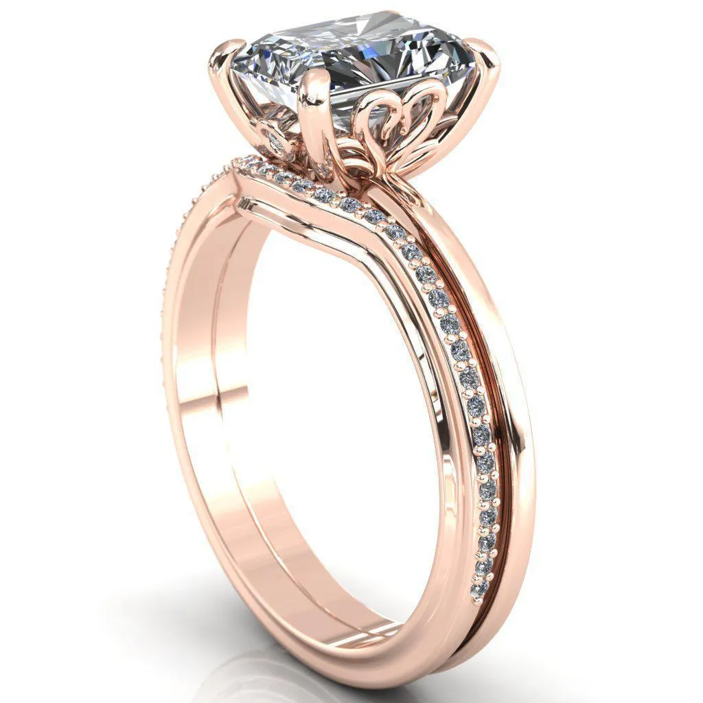 Murmur Radiant Center Stone Swan   Flower Engagement Ring