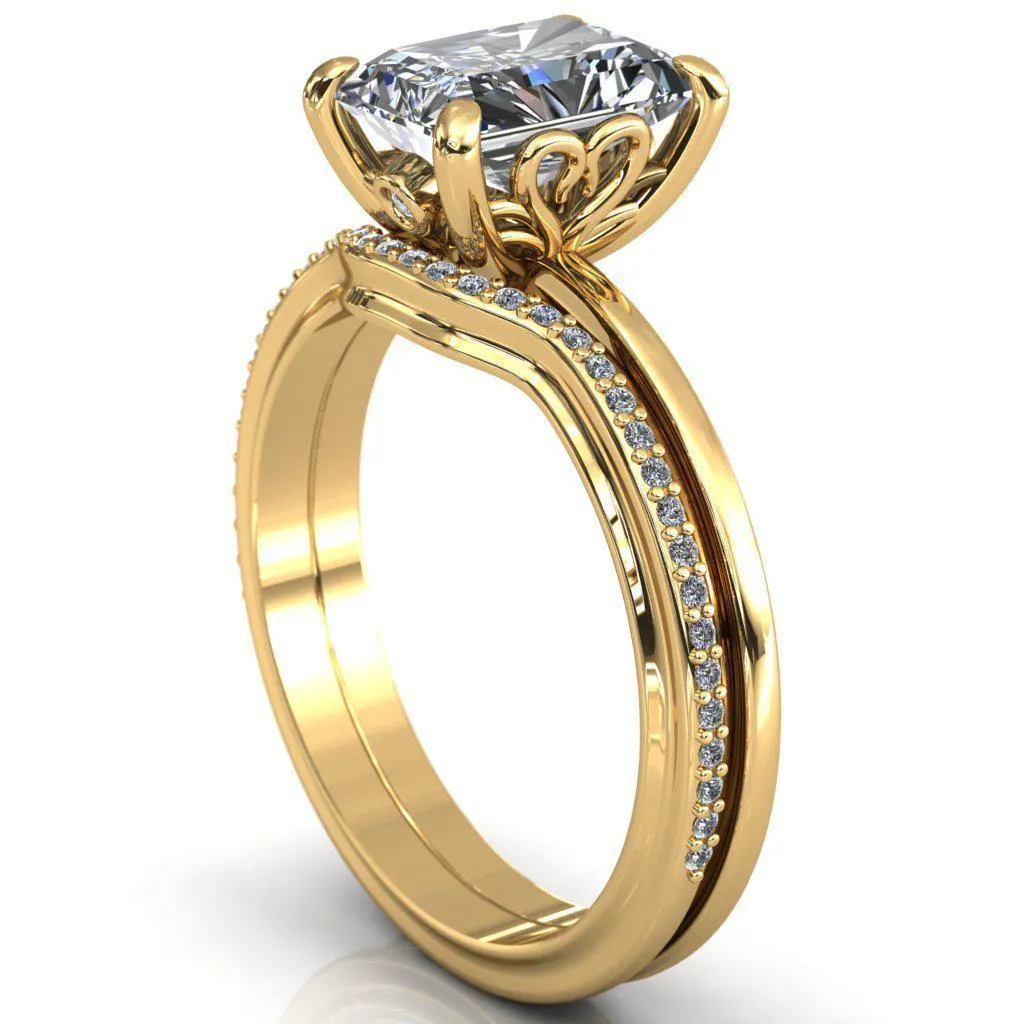Murmur Radiant Center Stone Swan   Flower Engagement Ring