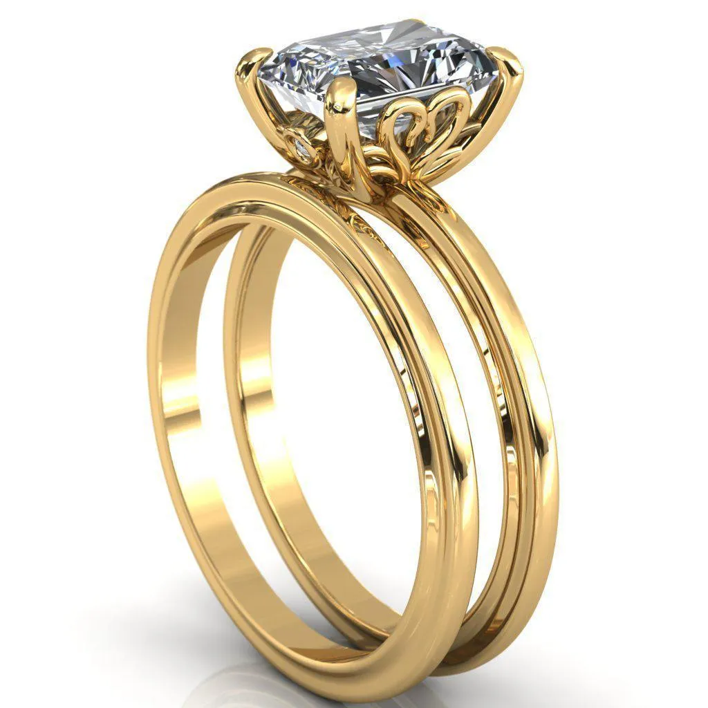Murmur Radiant Center Stone Swan   Flower Engagement Ring