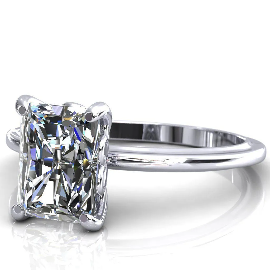 Murmur Radiant Center Stone Swan   Flower Engagement Ring