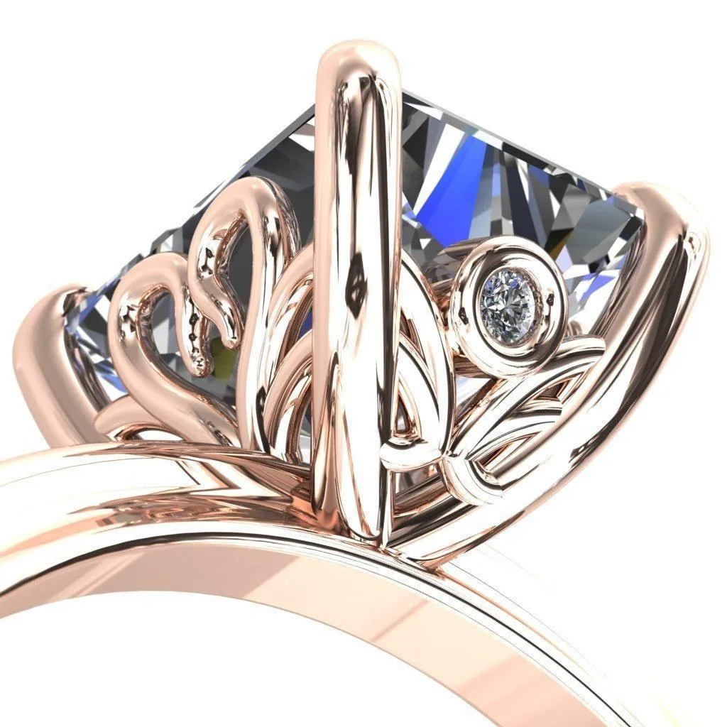 Murmur Radiant Center Stone Swan   Flower Engagement Ring
