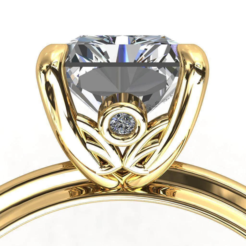 Murmur Radiant Center Stone Swan   Flower Engagement Ring