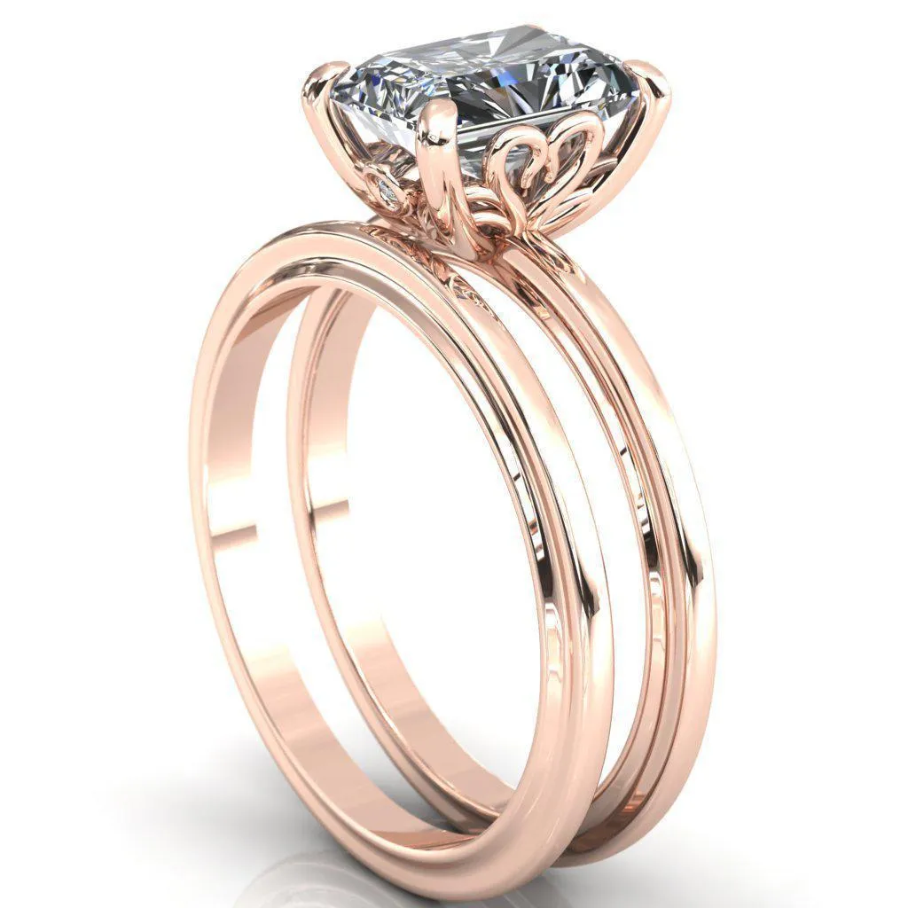Murmur Radiant Center Stone Swan   Flower Engagement Ring