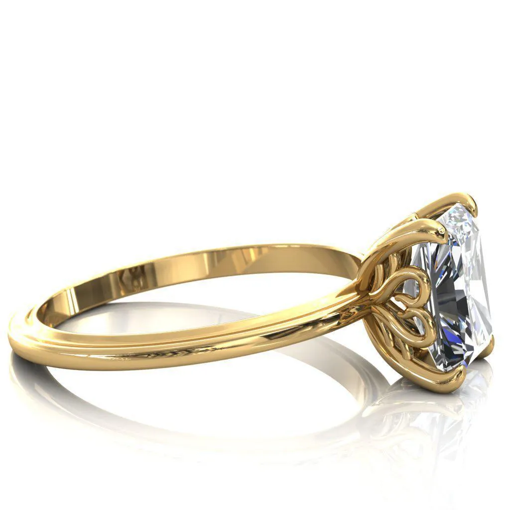 Murmur Radiant Center Stone Swan   Flower Engagement Ring