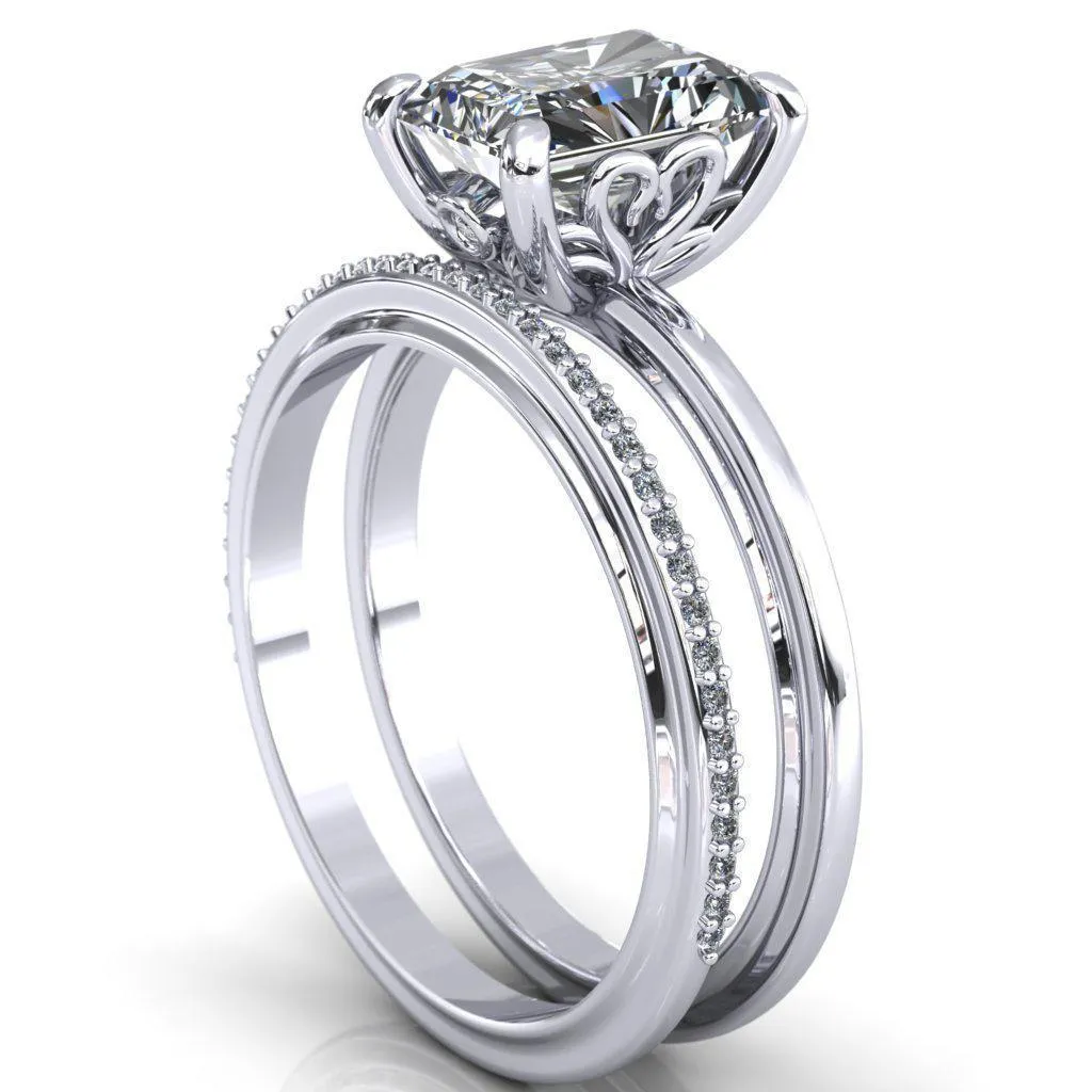 Murmur Radiant Center Stone Swan   Flower Engagement Ring