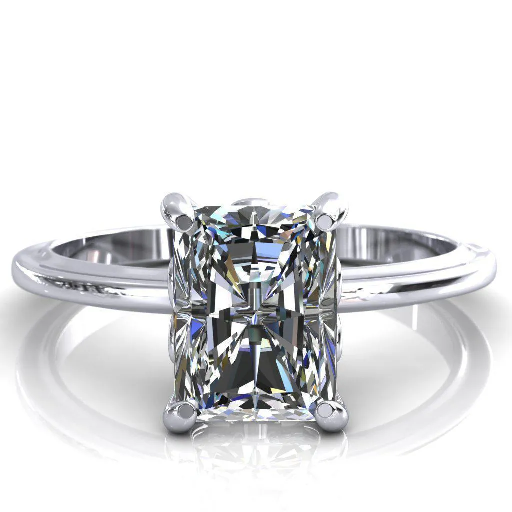 Murmur Radiant Center Stone Swan   Flower Engagement Ring