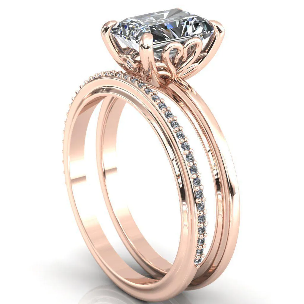 Murmur Radiant Center Stone Swan   Flower Engagement Ring