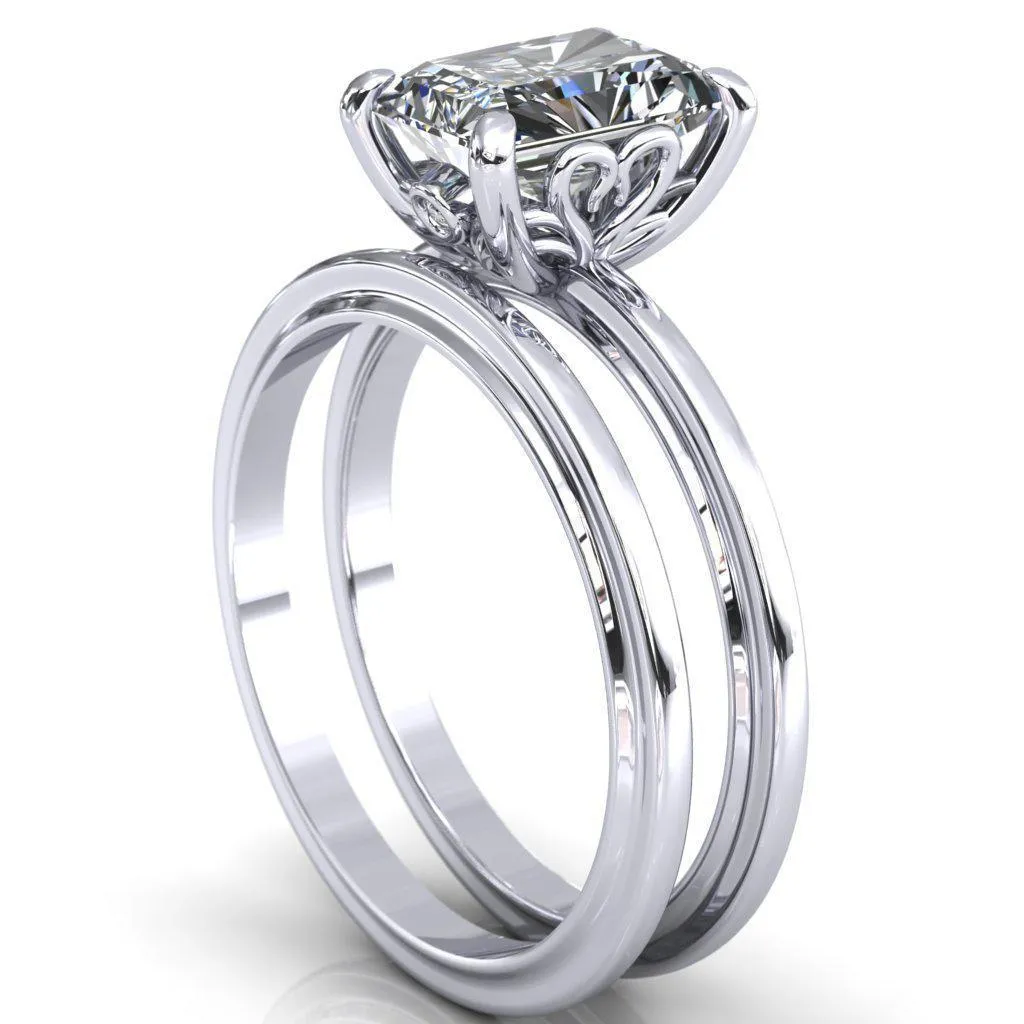Murmur Radiant Center Stone Swan   Flower Engagement Ring