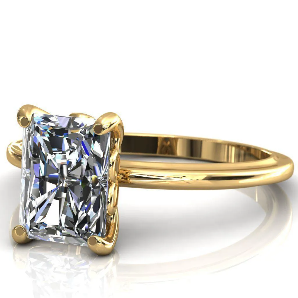 Murmur Radiant Center Stone Swan   Flower Engagement Ring