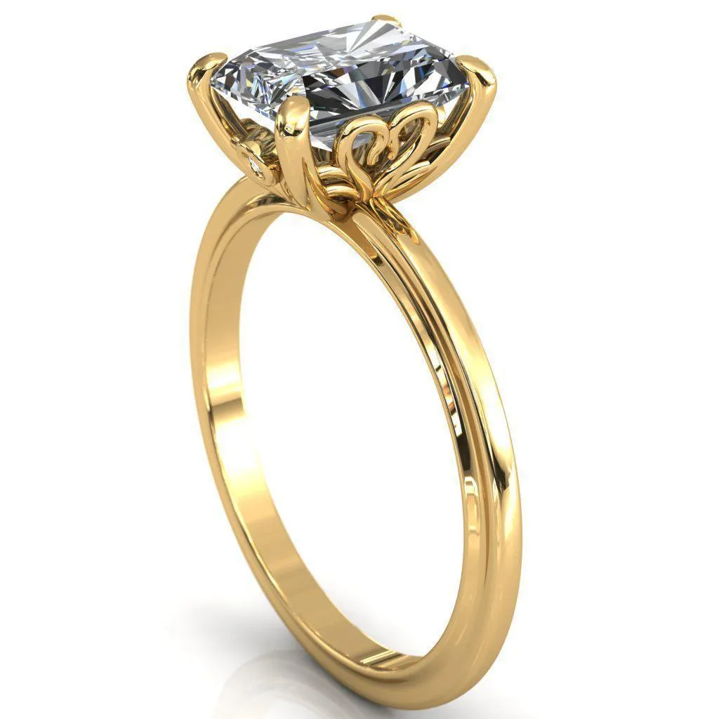 Murmur Radiant Center Stone Swan   Flower Engagement Ring