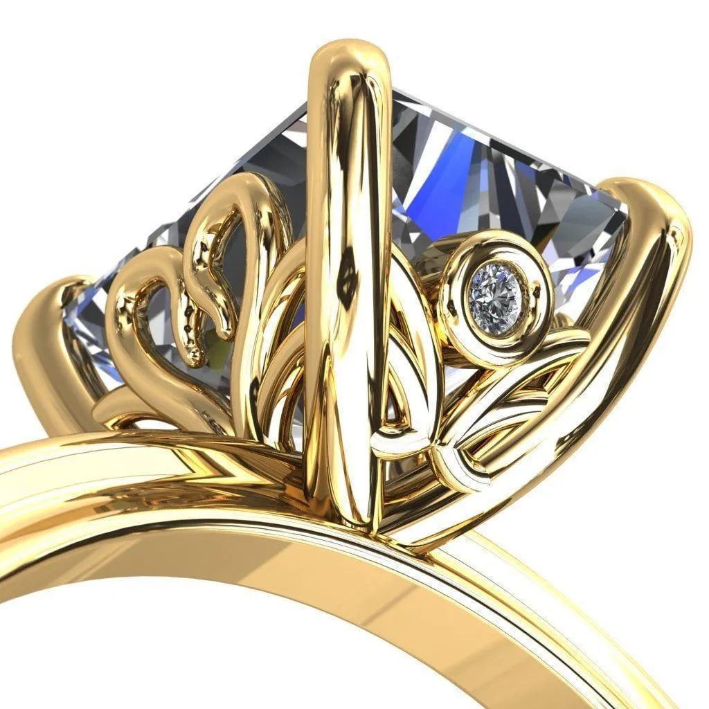 Murmur Radiant Center Stone Swan   Flower Engagement Ring