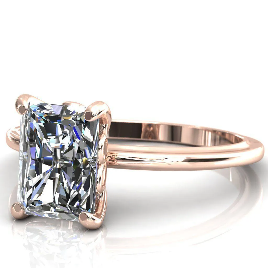 Murmur Radiant Center Stone Swan   Flower Engagement Ring