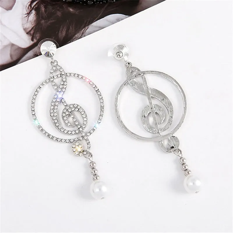 Music Symbol Crystal Drop Earrings