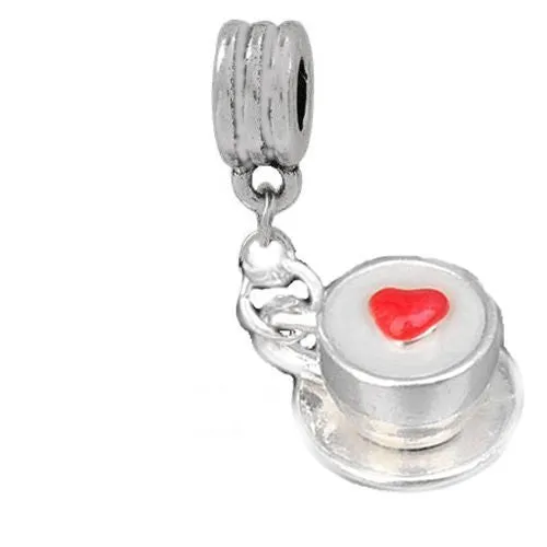My Latte Coffee Dangle European Bead Compatible for Most European Snake Chain Charm Bracelet