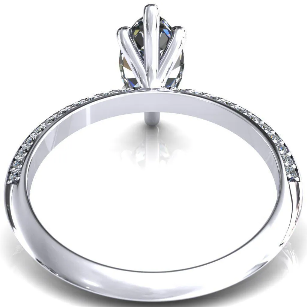 Nancy Marquise Center Stone 6 Prong 1/2 Eternity Diamond Knife Shank Accent Engagement Ring
