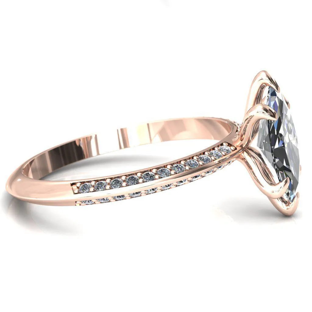 Nancy Marquise Center Stone 6 Prong 1/2 Eternity Diamond Knife Shank Accent Engagement Ring