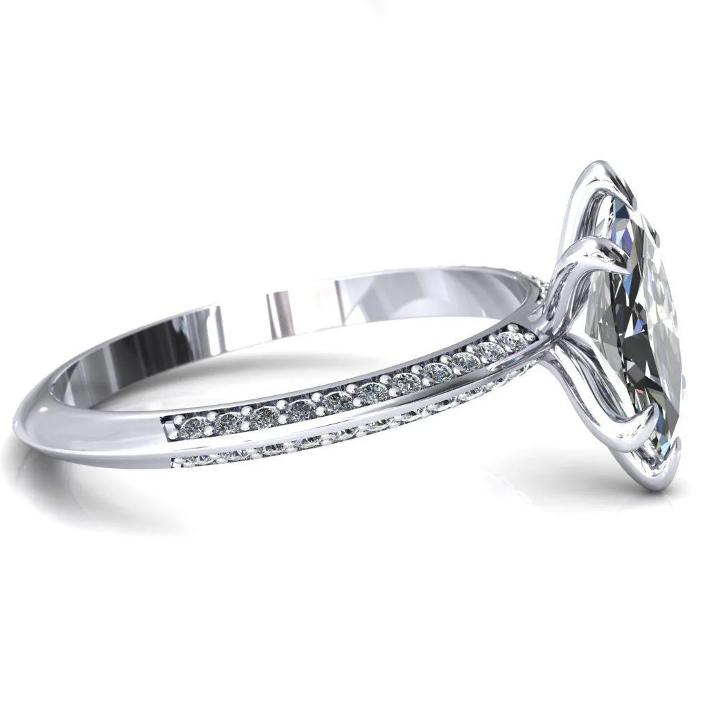 Nancy Marquise Center Stone 6 Prong 1/2 Eternity Diamond Knife Shank Accent Engagement Ring