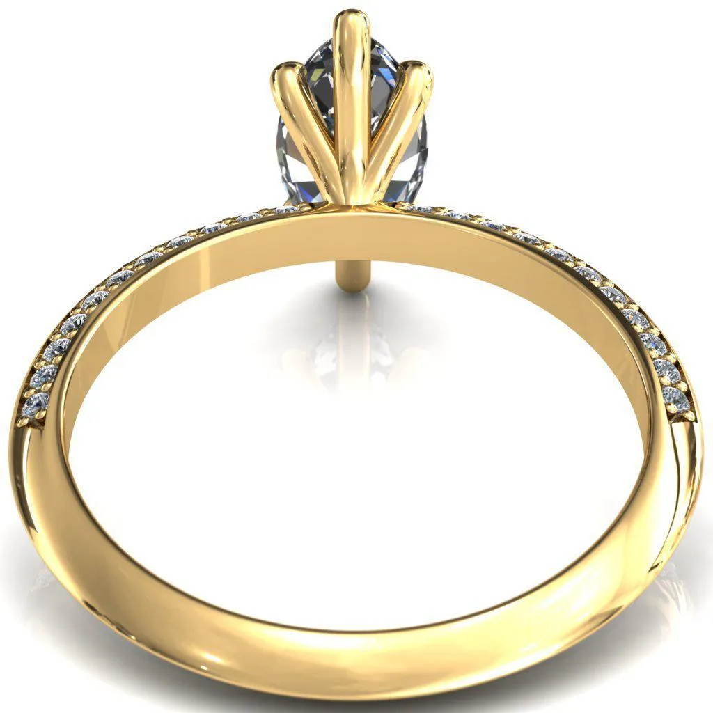 Nancy Marquise Center Stone 6 Prong 1/2 Eternity Diamond Knife Shank Accent Engagement Ring
