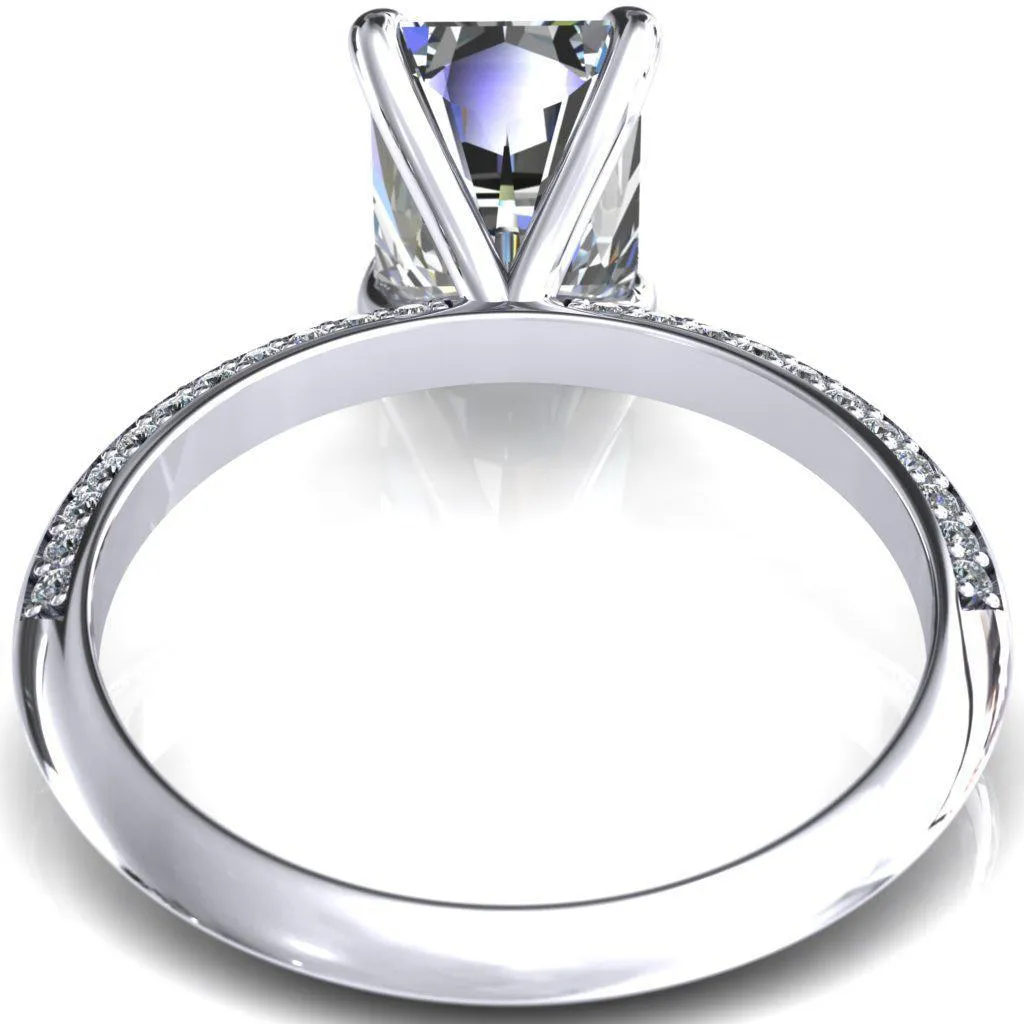 Nancy Radiant Center Stone 4 Prong 1/2 Eternity Diamond Knife Shank Accent Engagement Ring