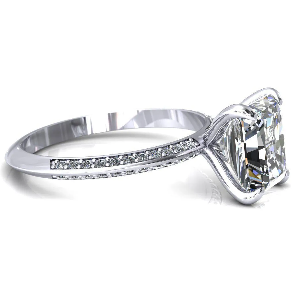 Nancy Radiant Center Stone 4 Prong 1/2 Eternity Diamond Knife Shank Accent Engagement Ring