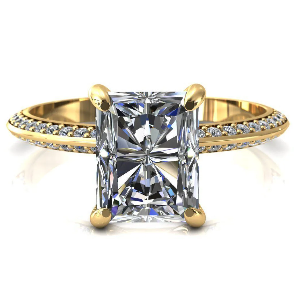 Nancy Radiant Center Stone 4 Prong 1/2 Eternity Diamond Knife Shank Accent Engagement Ring