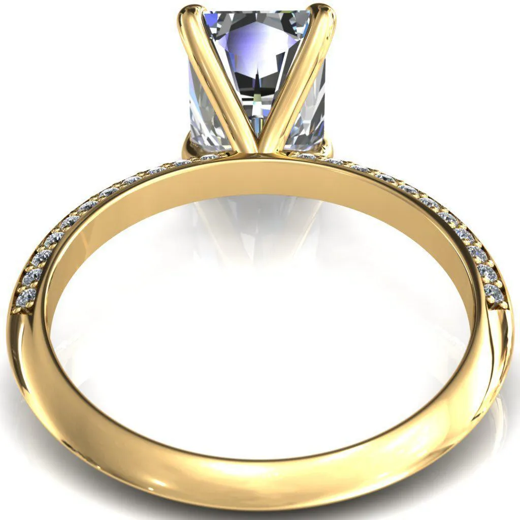 Nancy Radiant Center Stone 4 Prong 1/2 Eternity Diamond Knife Shank Accent Engagement Ring