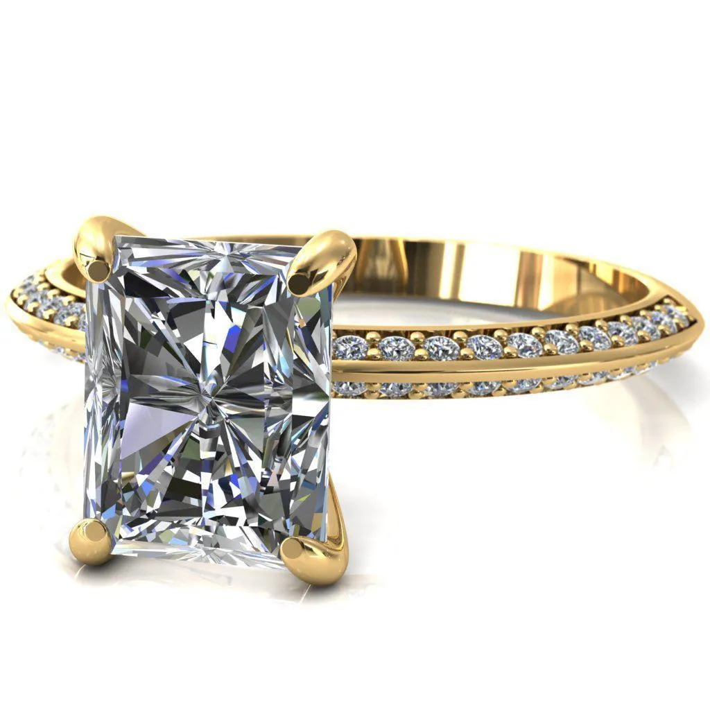 Nancy Radiant Center Stone 4 Prong 1/2 Eternity Diamond Knife Shank Accent Engagement Ring