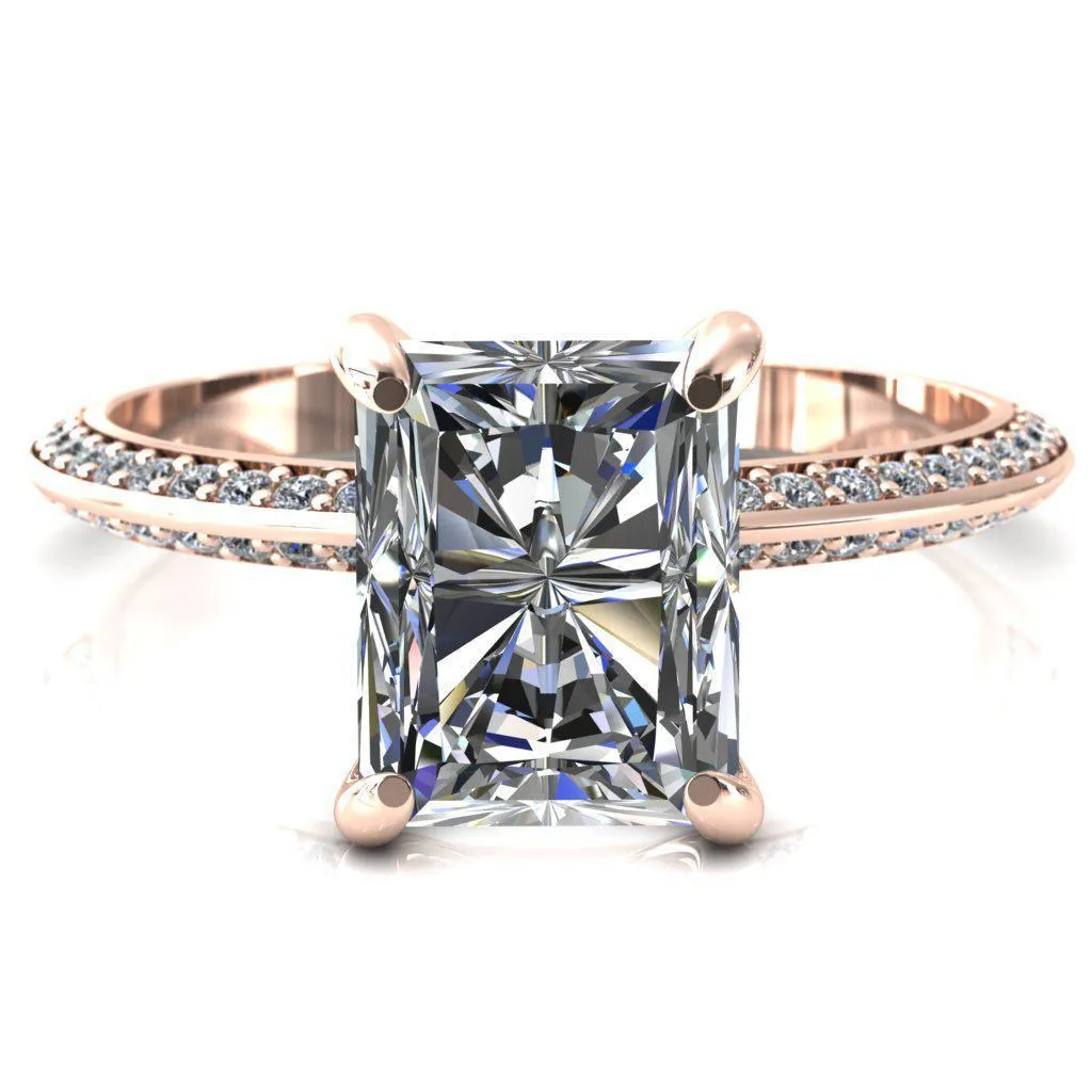 Nancy Radiant Center Stone 4 Prong 1/2 Eternity Diamond Knife Shank Accent Engagement Ring