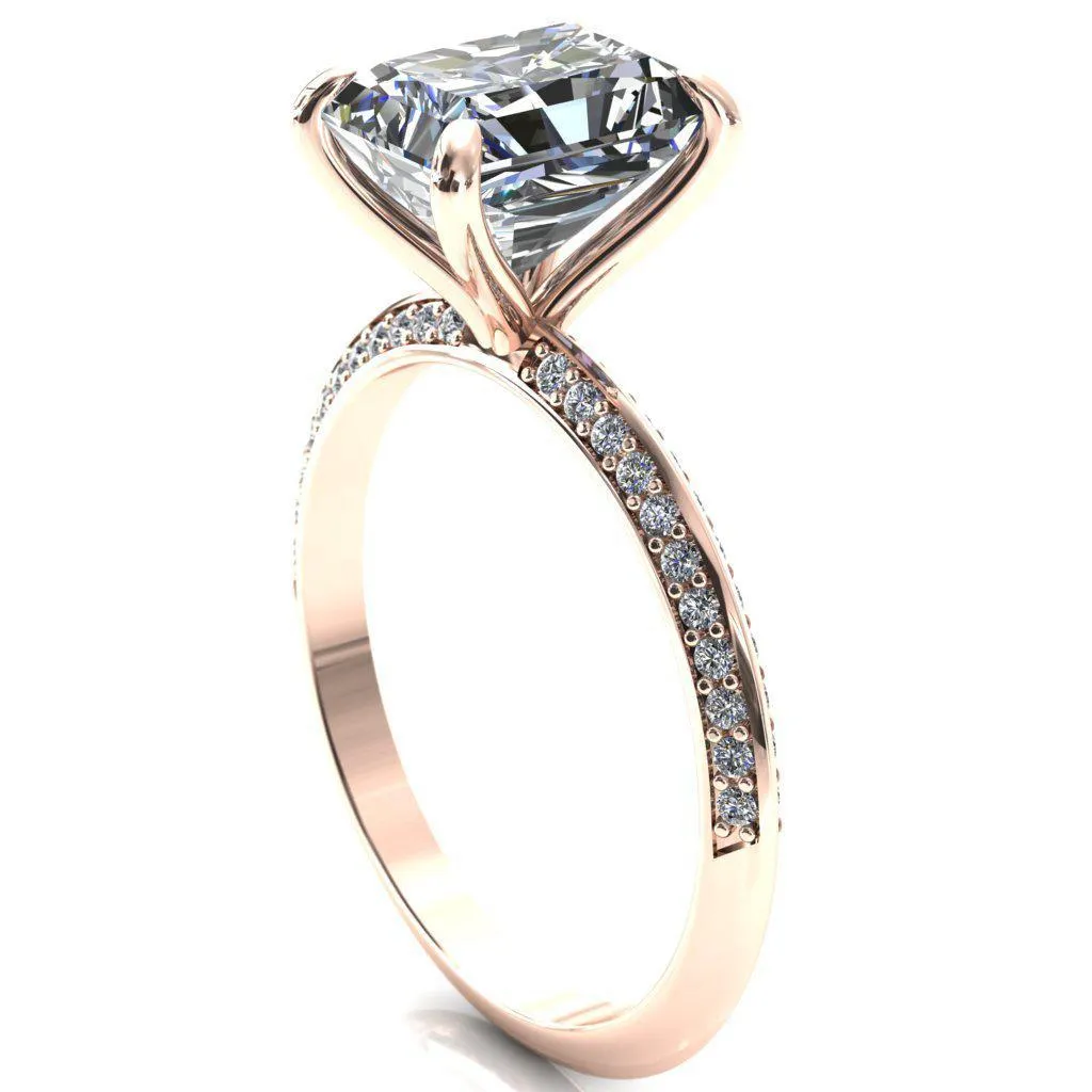 Nancy Radiant Center Stone 4 Prong 1/2 Eternity Diamond Knife Shank Accent Engagement Ring