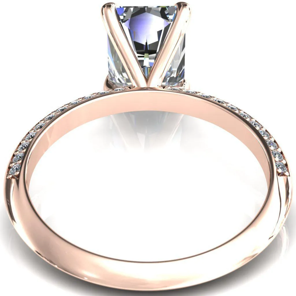 Nancy Radiant Center Stone 4 Prong 1/2 Eternity Diamond Knife Shank Accent Engagement Ring
