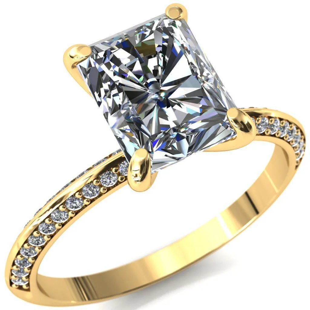 Nancy Radiant Center Stone 4 Prong 1/2 Eternity Diamond Knife Shank Accent Engagement Ring