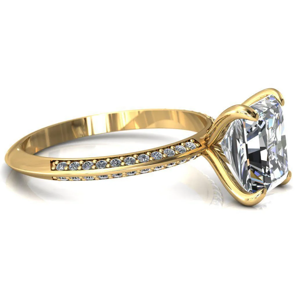 Nancy Radiant Center Stone 4 Prong 1/2 Eternity Diamond Knife Shank Accent Engagement Ring