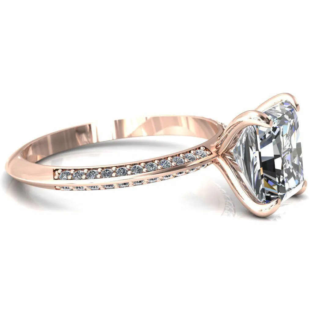 Nancy Radiant Center Stone 4 Prong 1/2 Eternity Diamond Knife Shank Accent Engagement Ring