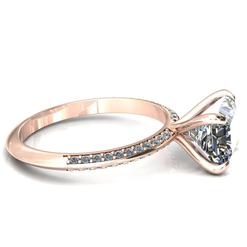 Nancy Radiant Center Stone East-West 4 Prong 1/2 Eternity Diamond Knife Shank Accent Engagement Ring