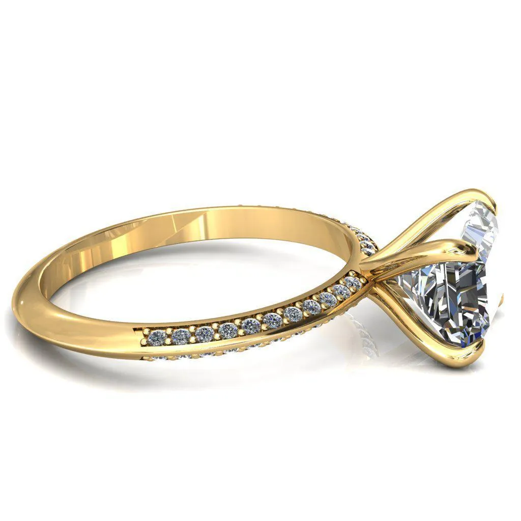 Nancy Radiant Center Stone East-West 4 Prong 1/2 Eternity Diamond Knife Shank Accent Engagement Ring