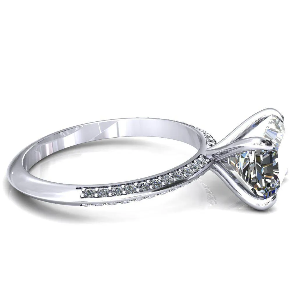Nancy Radiant Center Stone East-West 4 Prong 1/2 Eternity Diamond Knife Shank Accent Engagement Ring