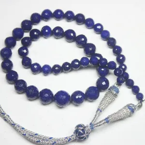 Natural Blue Lapis Lazuli Round Faceted Loose Ball Beads Necklace 16" 5mm 12mm
