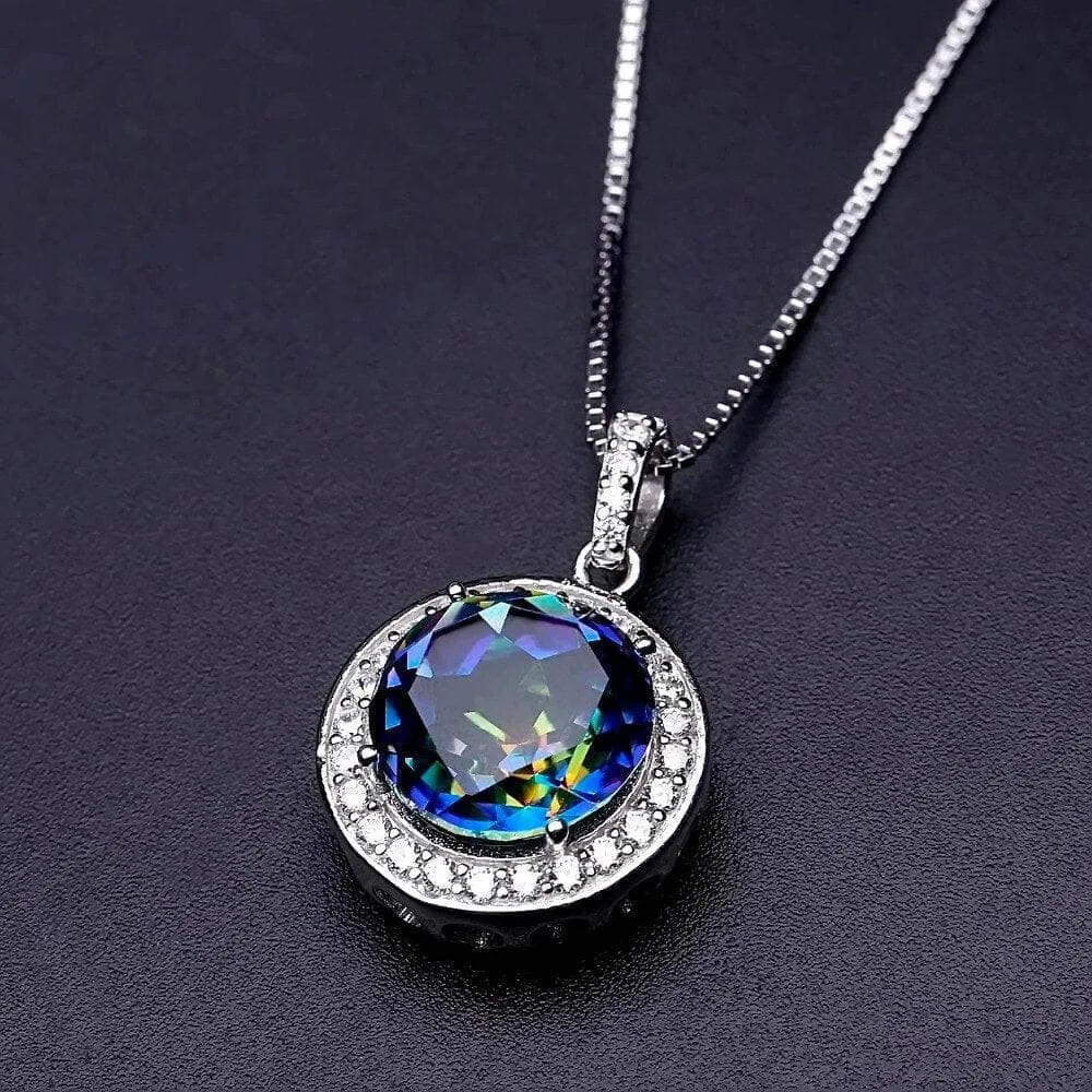 Natural Blueish Mystic Quartz Gemstone Necklace