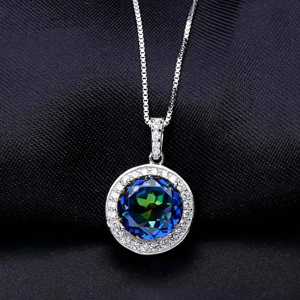 Natural Blueish Mystic Quartz Gemstone Necklace