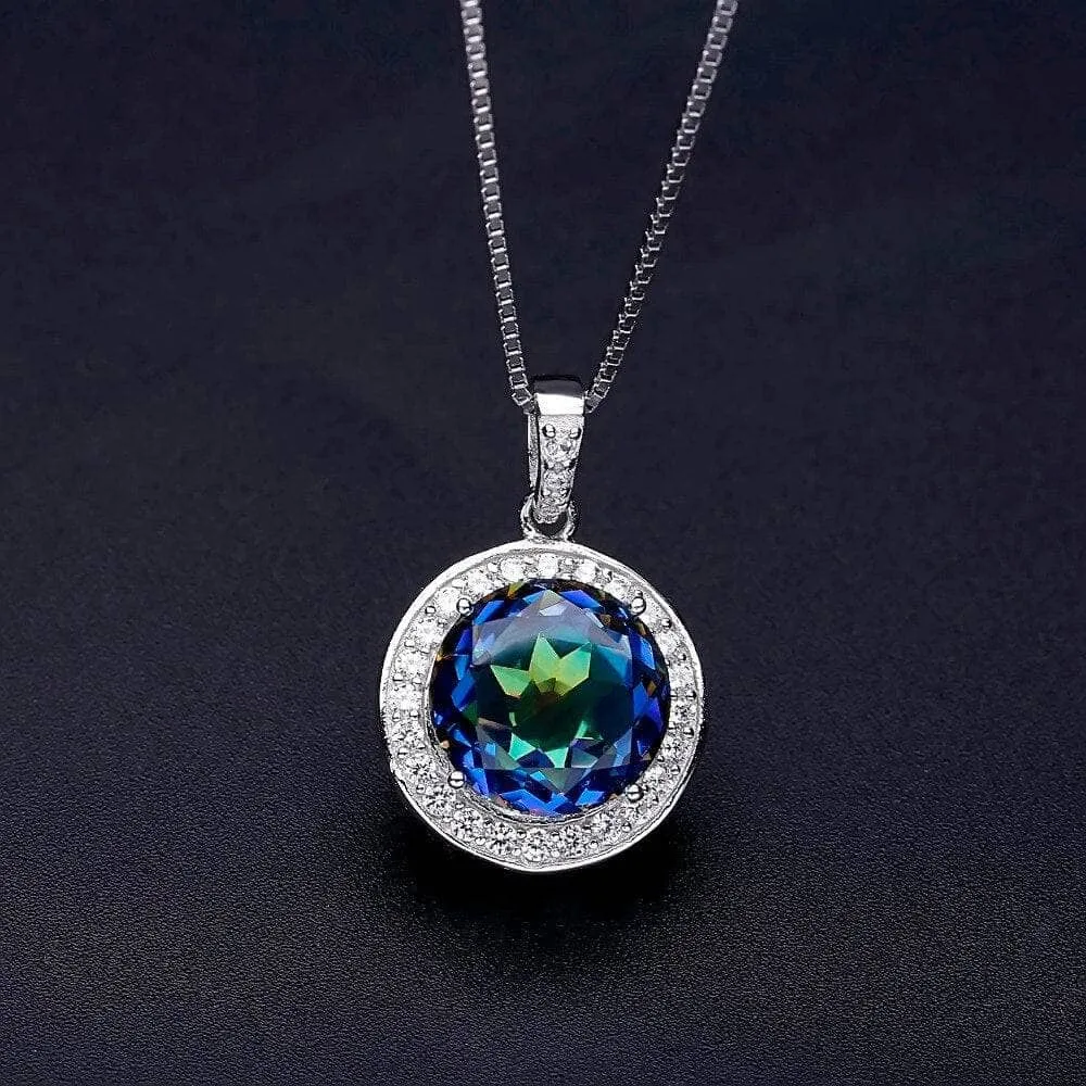 Natural Blueish Mystic Quartz Gemstone Necklace