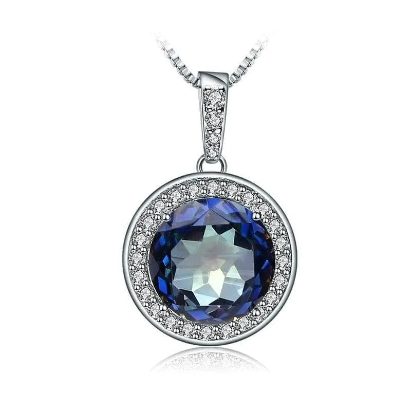 Natural Blueish Mystic Quartz Gemstone Necklace