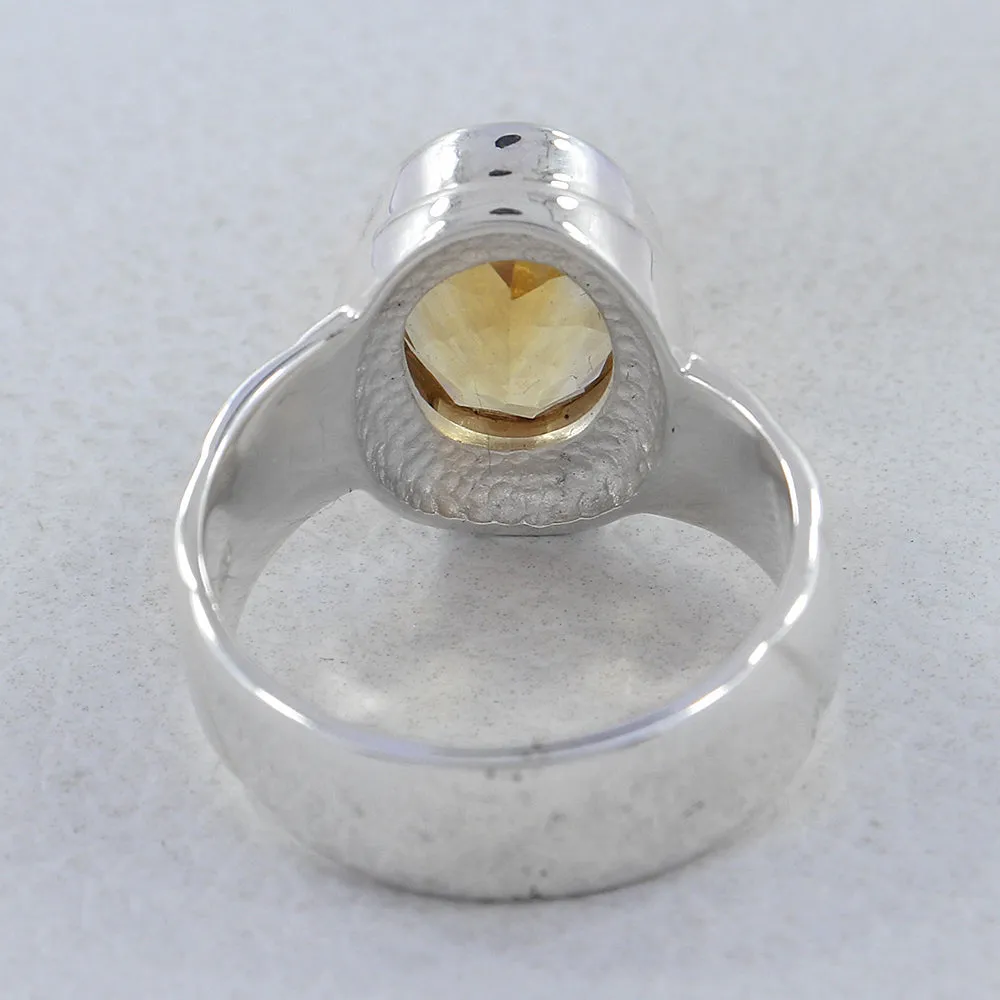 Natural Citrine Gemstone Silver Ring