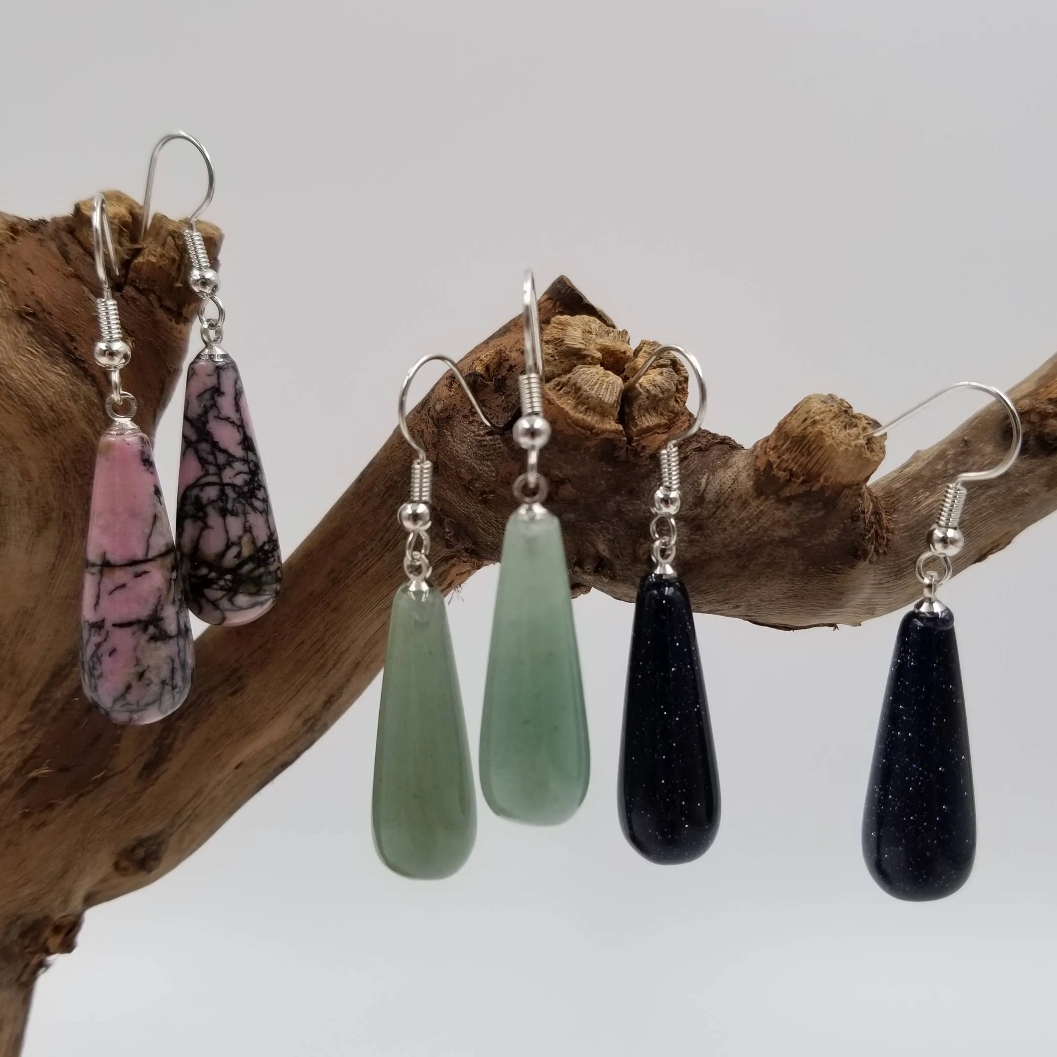 Natural Crystal Stone Water Drop Earrings