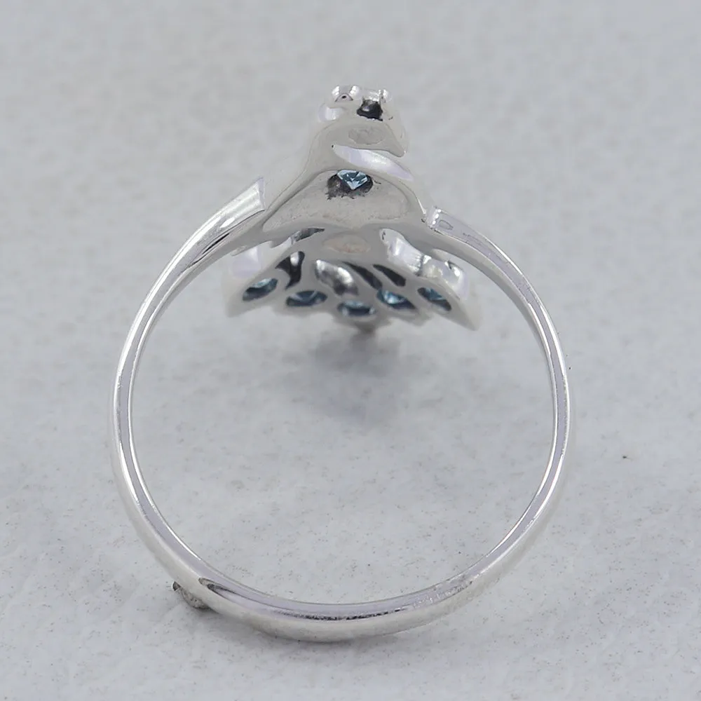 Natural Garnet Gemstone Sterling Silver Peacock Ring