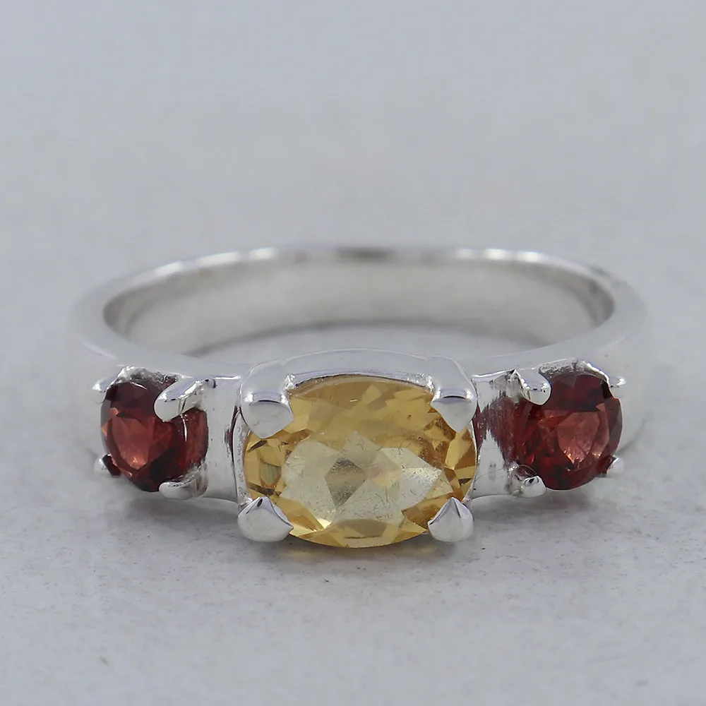 Natural Garnet Gemstone Sterling Silver Ring