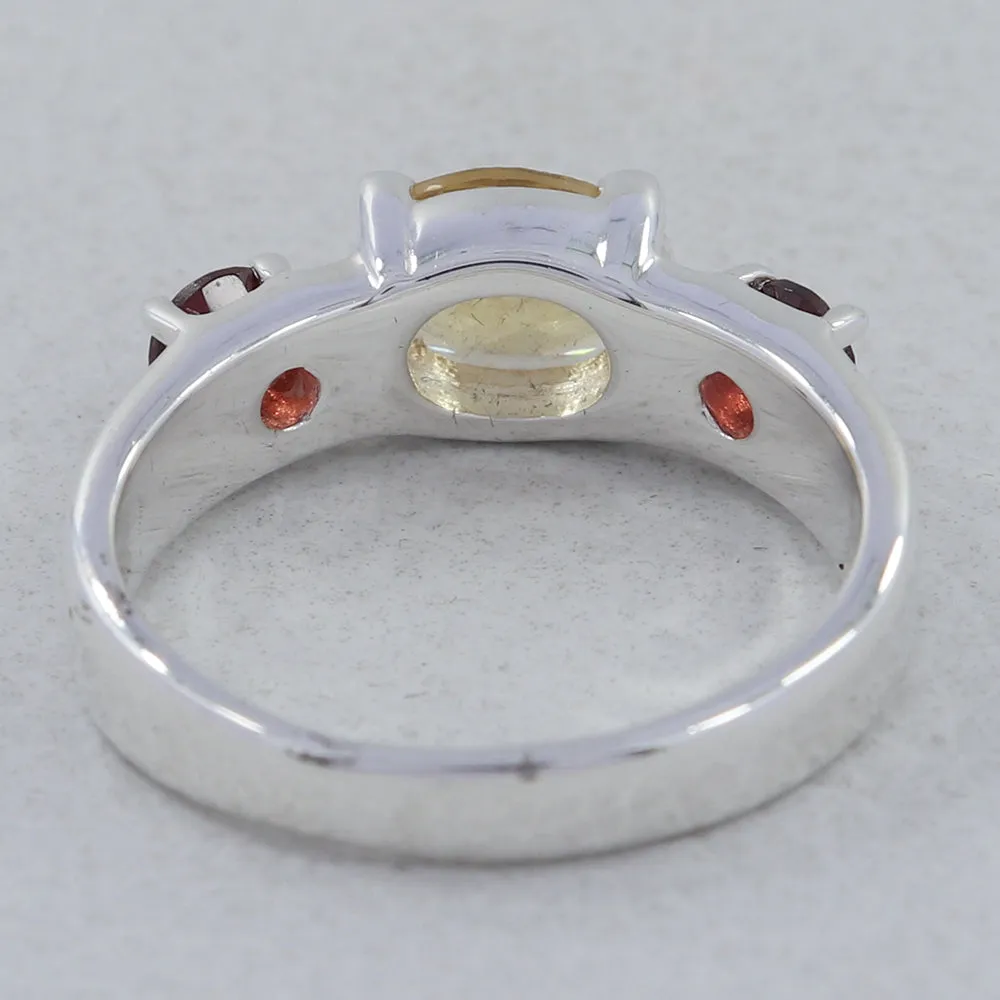 Natural Garnet Gemstone Sterling Silver Ring